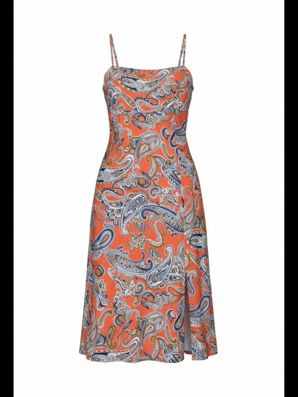 Boden Orange/Blue Paisley Midi Dress Size 8